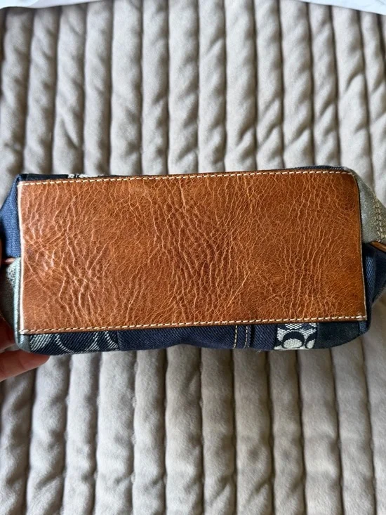 Coach Denim and Leather Patchwork Shoulder Bag - Blue, Tan - Picture 5 of 10